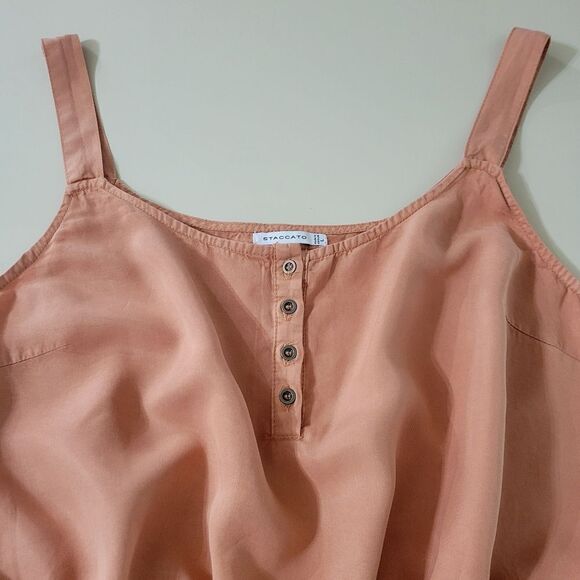 Staccato Women's Peach Four Button Accent Tank Romper - Picture 12 of 16